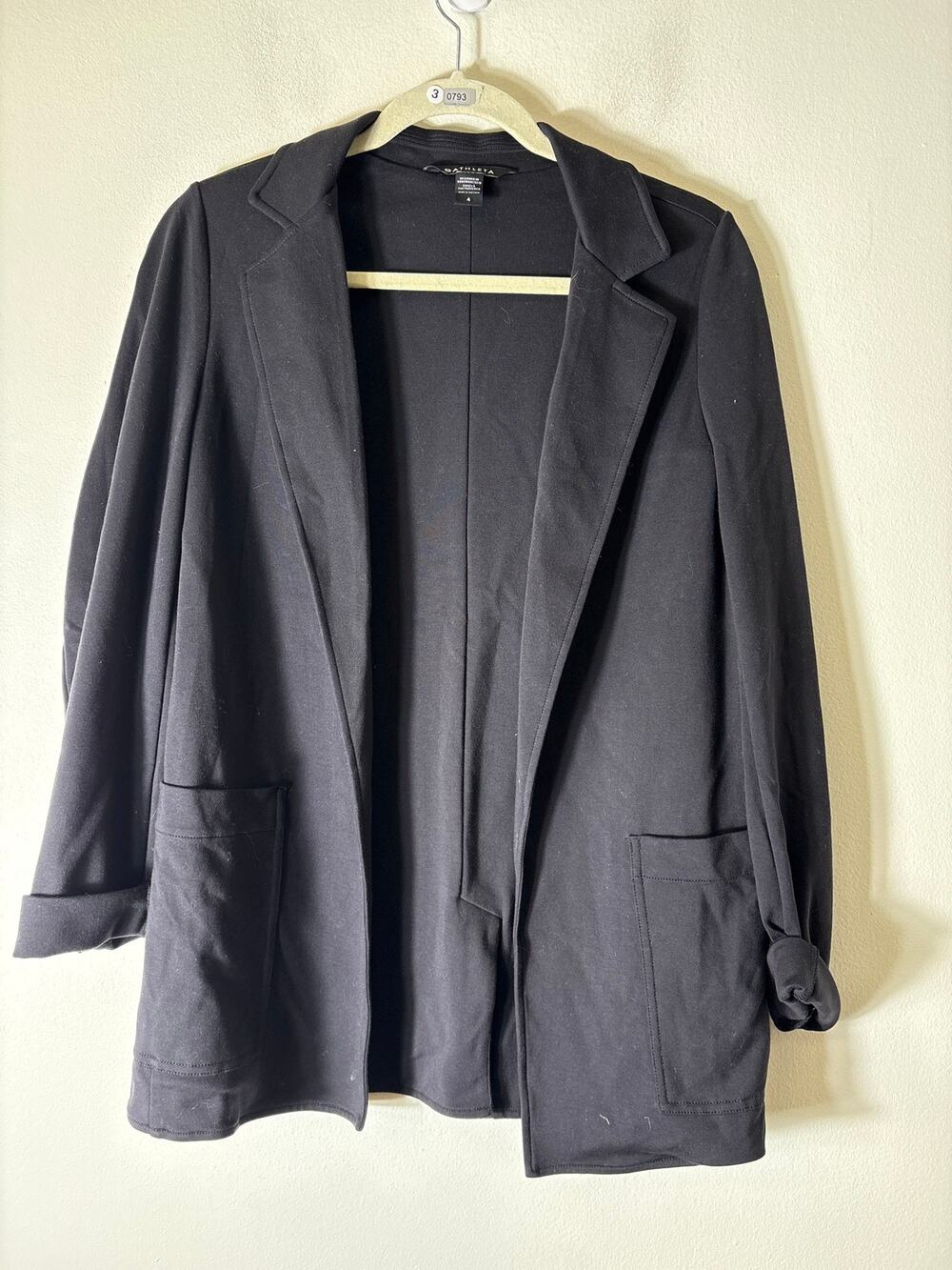 Athleta Black Sweatshirt Open Cardigan Sz 4